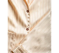 Linea Donatella Women's Satin Jacquard Striped Pajama Set
