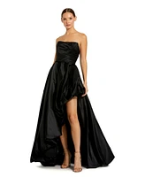 Mac Duggal Women's Strapless Ruched High Low Gown