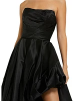 Mac Duggal Women's Strapless Ruched High Low Gown