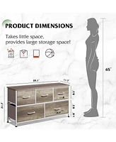 Wlive Dresser for Bedroom with 5 Drawers Wide Chest of Fabric Storage Organizer Unit Bins Closet Living Room Hallway