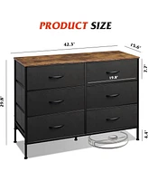 Wlive Wide Dresser with 6 Drawers Tv Stand for 50/" Entertainment Center Metal Frame Wooden Top Fabric Storage Bedroom Hallway Ent
