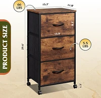 Wlive Dresser with 3 Drawers Fabric Nightstand Cabinet Wheels Organizer Storage for Bedroom Office Closets Sturdy Steel Frame Easy Pull H