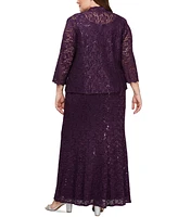 Sl Fashions Plus Stretch Lace Gown & Jacket