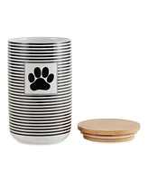 Bone Dry Ceramic Pet Treat Canister Stripe Paw Patch