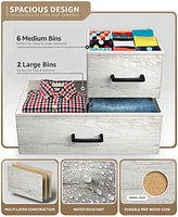 Sorbus 8 Drawers Wide Dresser - Organizer Unit with Steel Frame Wood Top and handle, Fabric Bins Amazing for household decluttering