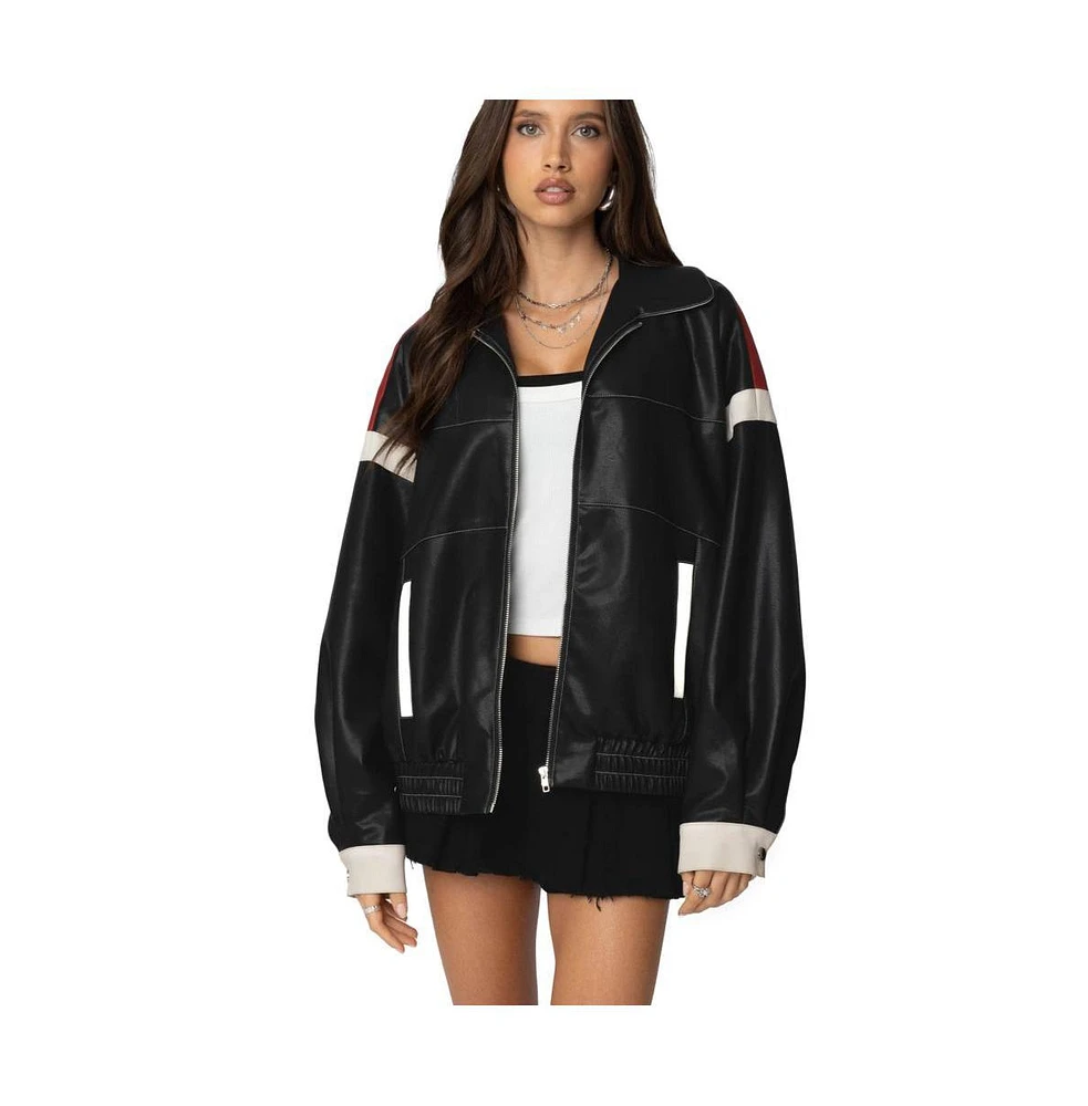 Edikted Women's North Star Faux Leather Jacket