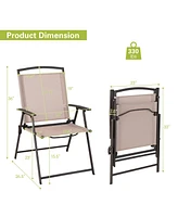 Gouun Set of 2 Patio Dining Chairs with Armrests and Rustproof Steel Frame