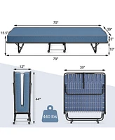 Gouun Portable Folding Bed with Memory Foam Mattress and Sturdy Metal Frame Made in Italy