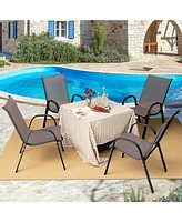 Gouun 4 Pieces Stackable Patio Dining Chairs Set with Armrest
