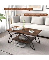 Gouun 2-Tier Faux Marble Table with Marble Top and Metal Frame