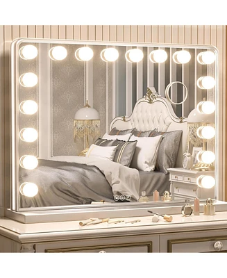 keonjinn Hollywood Frame Bluetooth Makeup Mirror with 3 Color Lights & Memory Function