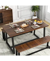 Gouun Large Dining Table with Heavy-duty Metal Frame and Anti-slip Foot Pads