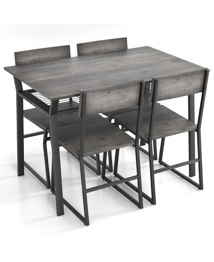 Gouun 5 Piece Dining Table Set with Storage Rack and Metal Frame