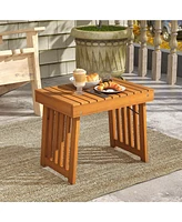 Gouun Patio Foldable Side Table with Slatted Tabletop for Backyard