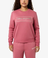 True Religion Women's Crystal Logo Classic Crew Neck Sweatshirt