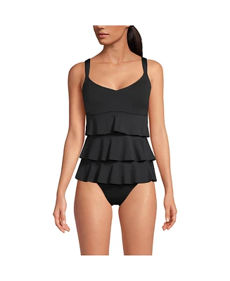 Lands' End Women's Ruffle Fauxkini One Piece Swimsuit