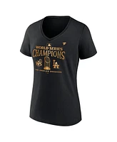 Fanatics Women's Black Los Angeles Dodgers 2024 World Series Champions Parade V-Neck T-Shirt