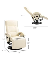 Homcom Swivel Recliner Chair with Footrest and Armrest,