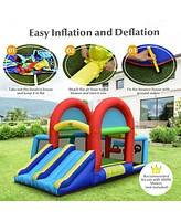 Gymax Kids Inflatable Bounce House Bouncer Castle w/ Double Slides Without Blower