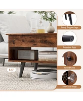 Gouun Lift Top Table with Storage and Hidden Compartment