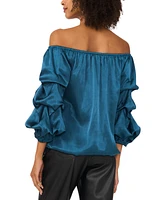 Vince Camuto Women's Satin Off-The-Shoulder Bubble-Sleeve Top