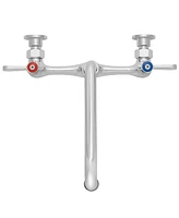 Gridmann Commercial Wall Mount Sink Faucet, 8" Center with 8" Swivel Spout, Nsf, Dual Lever Handles, Brass Construction, Chrome Polished Finish