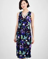 Connected Women's Strappy V-Neck Floral Midi Dress