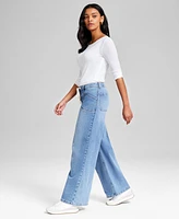 And Now This Petite Drawstring Wide-Leg Jeans, Exclusively at Macy's