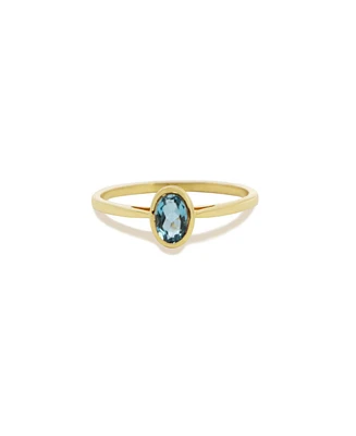 The Lovery Oval Blue Topaz Bezel Ring 14K Gold