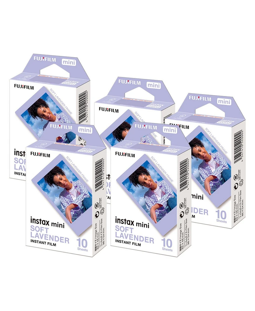 Fujifilm Instax Mini Soft Lavender Instant Print Film 5 Pack Bundle