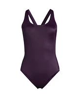 Lands' End Women's Long Torso Tugless X-Back One Piece Swimsuit