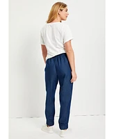 June + Vie Women's Plus Drawstring Denim Jogger