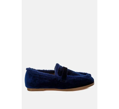Rag & Co Bastian Fur Detail Velvet Loafers
