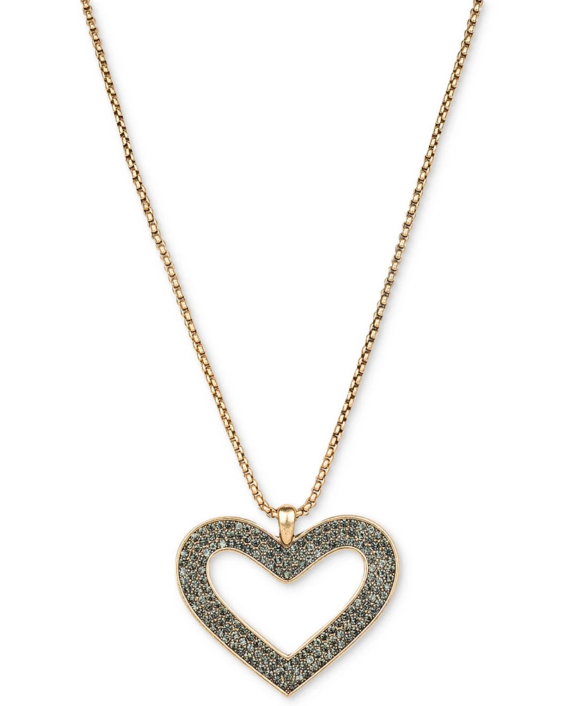 Patricia Nash Gold-Tone Pave & Heart Pendant Necklace, 30" + 3" extender