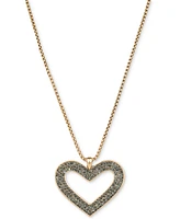 Patricia Nash Gold-Tone Pave & Heart Pendant Necklace, 30" + 3" extender