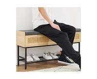 gaomon Shoe Bench, Storage Bench, Entryway Bench with Cushion, Shoe Shelf with Seat, Stable Shoe Organizer for Entryway, Living Room