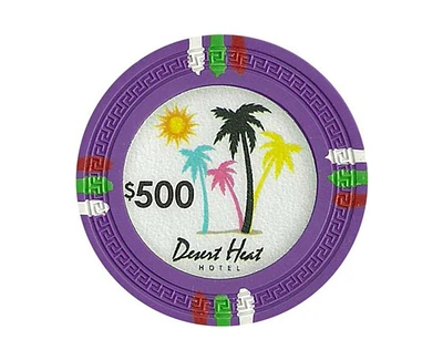 Slickblue Desert Heat Poker Chips 25-Pack - Clay Composite, $500 Denomination Set