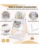Gouun Kids High Chair Folding Feeding Chair with Multiple Recline and Height Positions