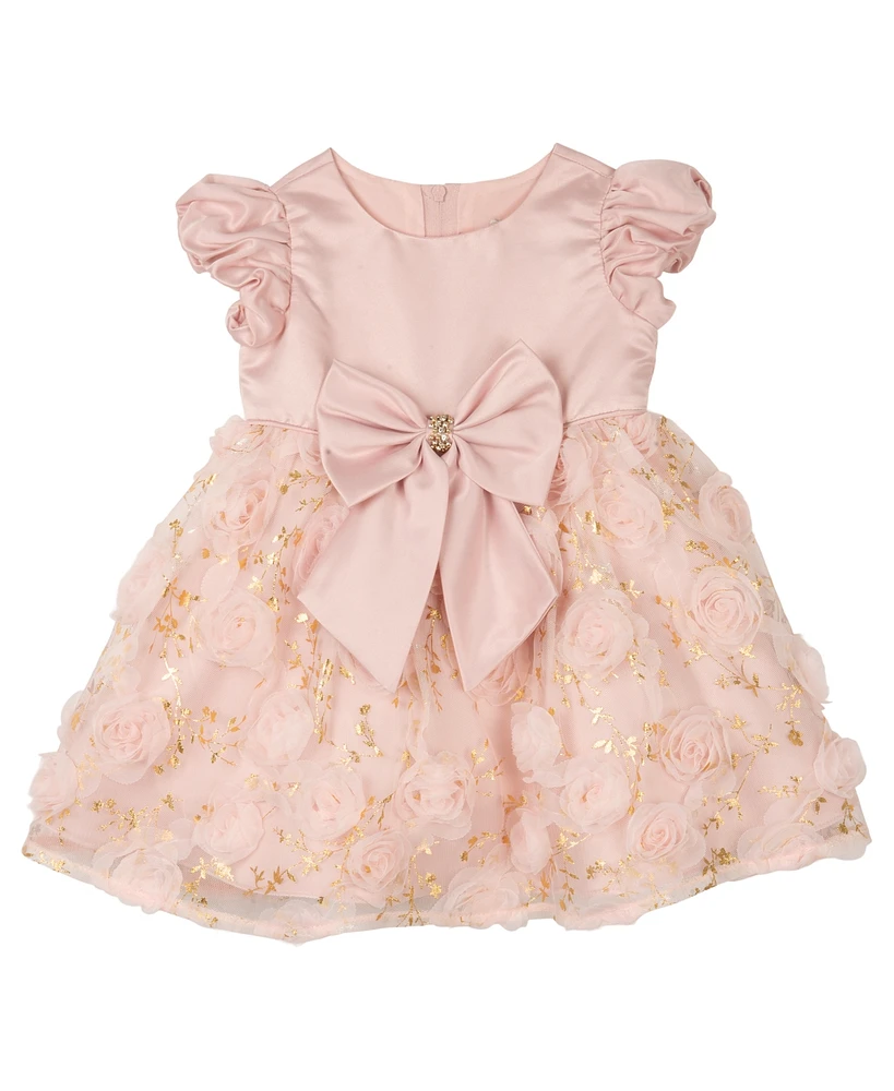 Rare Editions Baby Girls Soutache Foil Mesh Social Dress