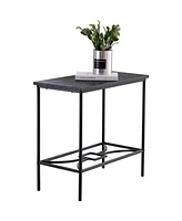 Kings Brand Furniture Launt Side Accent Table, Black Metal & Wood