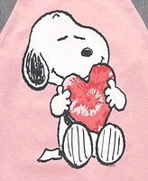 Peanuts Big Girls Snoopy Heart Graphic Raglan Top