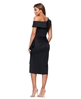 Xscape Women's Asymmetric-Neck Side-Drape Dress