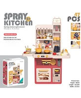 Sugift Kids Kitchen Playset, Pretend Play Kitchen with Sounds and Lights, Cooking Stove Steam,Play Sink and Play Food,Toy Kitchen Set for Kids Toddler