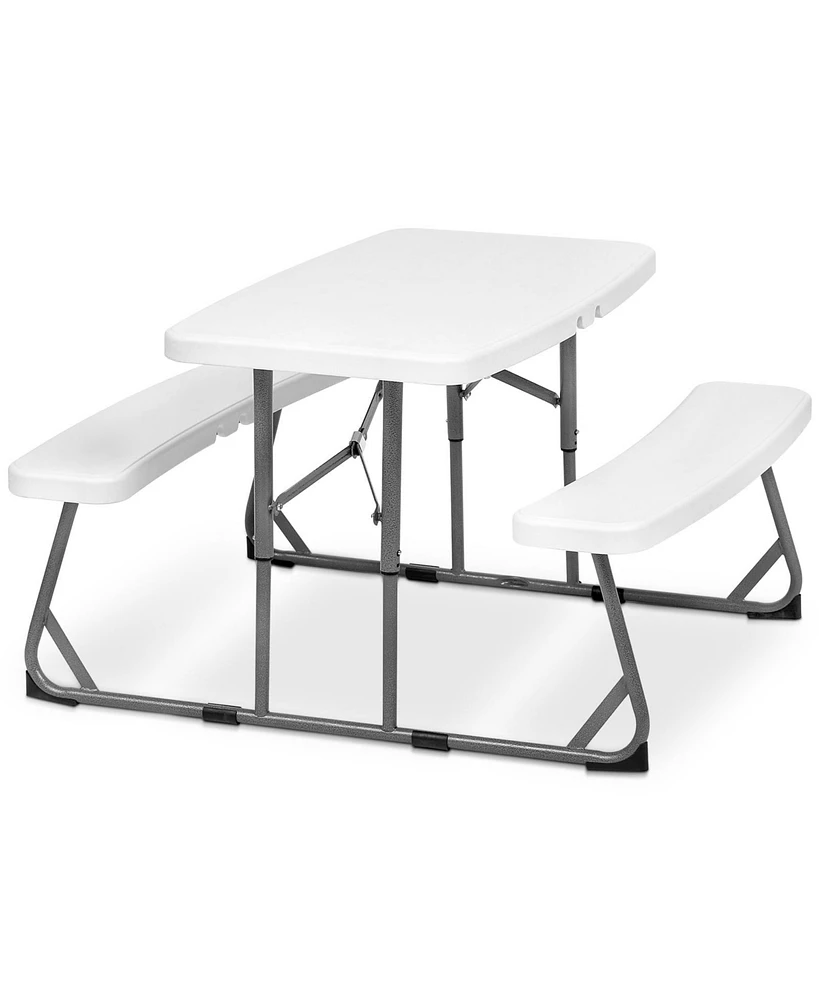 Sugift Kids Picnic Table Folding Plastic Table and Benches - Seating for 4 Kids