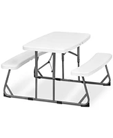 Sugift Kids Picnic Table Folding Plastic Table and Benches - Seating for 4 Kids