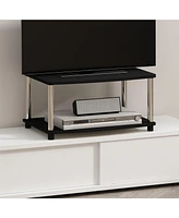 Furinno Turn-n-Tube No Tools 2-Tier Elevated Tv Stands- Espresso & Black - 11 x 23.8 15.8 in.