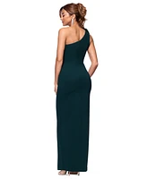 Xscape Women's One-Shoulder Flower Side-Slit Dress