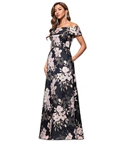 Xscape Women's Metallic Jacquard Off-The-Shoulder Gown