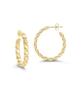 Rachel Zoe 14K Gold Plated Sterling Silver Chain Link Large Hoop Earrings