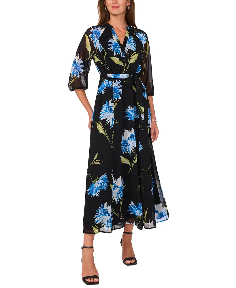 Vince Camuto Women's 3/4-Sleeve Belted Maxi Dress